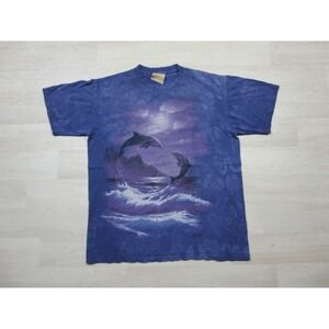Vintage The Mountain DOLPHINS Tye Dye Graphic T Shirt Men's (M) 1990's Nature